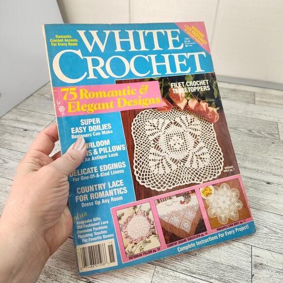 White Crochet 1991‎ Vintage Craft Magazine Patterns 75 Romantic Elegant Designs - Picture 1 of 13
